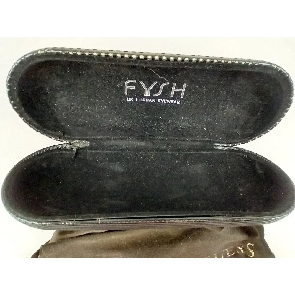Fysh UK 3378 111 Brown White Rectangular Eyeglass Frames 52-18-135 with Case